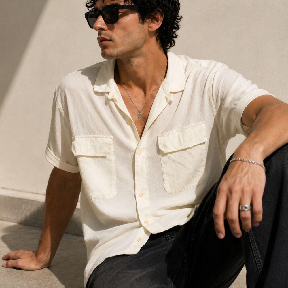 Zara cream relaxed fit utility shirt